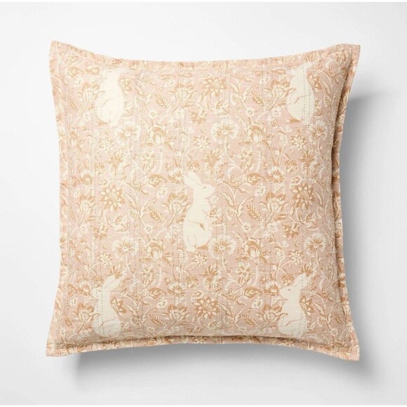 Threshold Other - Oversized Square Easter Hidden Bunny Floral Coral Pattern - Threshold